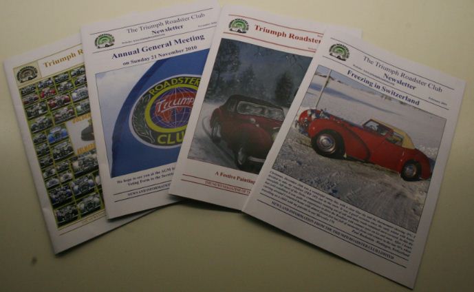 Gedruckte TRCL Newsletters und Reviews des Triumph Roadster Clubs