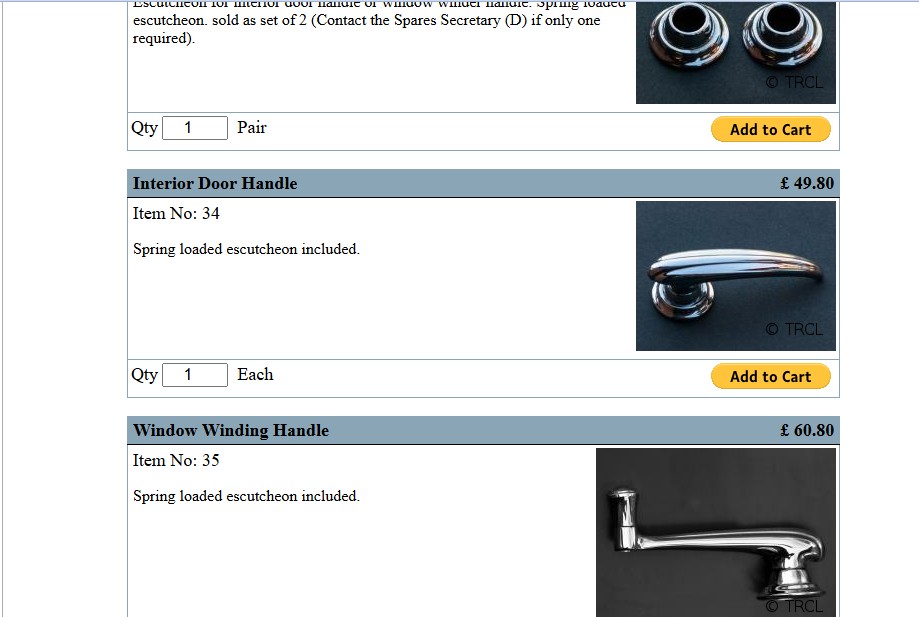 TRCL Online-Store – Ersatzteile f&uuml;r Triumph Roadster TR1800 und TR2000
